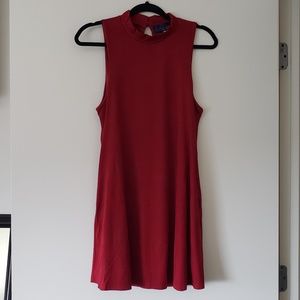 Red suede A-line Dress